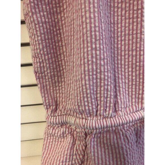 Rockets Of Awesome Size 8 Pink Striped Seerssucker Romper - Picture 2 of 6